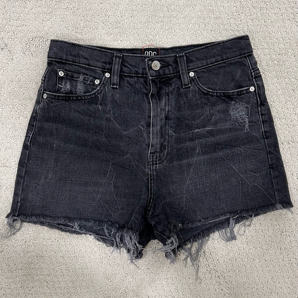 BDG Black Distressed Girlfriend High-Rise Jean Shorts